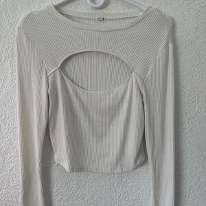 Garage Women's off white Ribbed Cutout Top